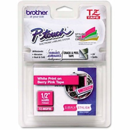 BROTHER Brother® P-Touch® TZ Labeling Tape, 1/2" x 16.4 ft., White/Berry Pink TZEMQP35